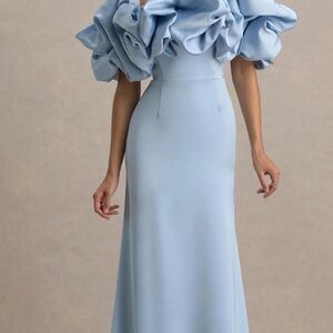 Chic Strapless Light Blue Gown